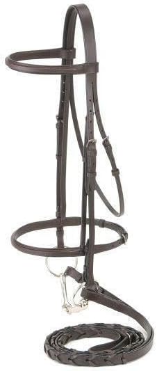 English Bridle Headstall Reins Cowhide Genuine Leather Horse Crossover Crossunder Raised Fancy Stitched Laced All Purpose Jumping Dressage Rubber Crystal Padded Adjustable Browband Full-Cob,M12