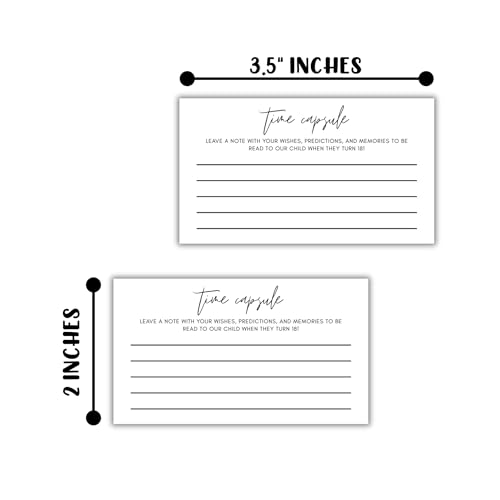 Image of Baby Shower Time Capsule Card 50pk 2x3.5 inch Blank Fill In Note Card for Box Kit Game Advice for New Moms Gift Tags Belly Raffle