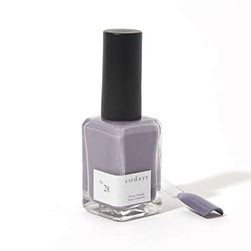 Sundays Non-Toxic Nail Polish, Glossy Shine Finish. No.28: Lavender Gray, Long Lasting, Vegan & Cruelty-Free, 1.7 oz