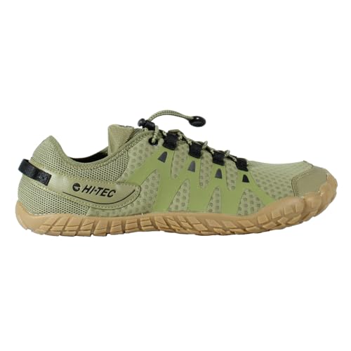 HI-TEC - Zapatillas Barefoot Hombre Abyss | Deportivas Barefoot Hombre Montaña, Senderismo | Calzado Respetuoso, Cómodo, Minimalista | Ligero, Transpirable y Flexible | Khaki, 43