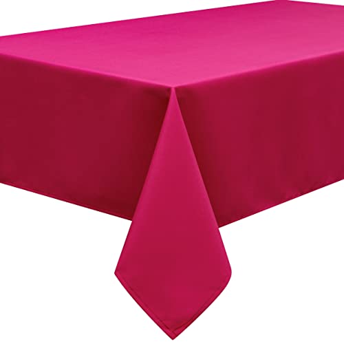Home Direct Nappe Polyester Facile d'entretien Rectangulaire 140 x 200 cm Uni Fuchsia Rose