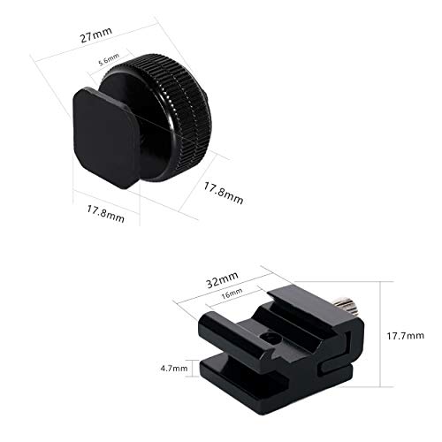 Qyxinc Camera Hot Shoe Mount Adapter Flash Shoe Mount To 1/4" Tripod Screw Adapter 2Piece, Metal Cold Shoe Flash Stand Adapter With 1/4-Inch -20 Tripod Screw 2Piece #TOP1