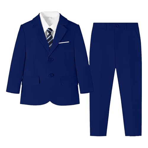 Image of Baby Boy Formal Suit for Toddler Infant Tuxedo Dress Suits | Little Gentleman, Wedding Ring Bearer Outfit, Vest Pants Long-Sleeve Shirt Tie, Birthday Party Christmas Prom, Classic
