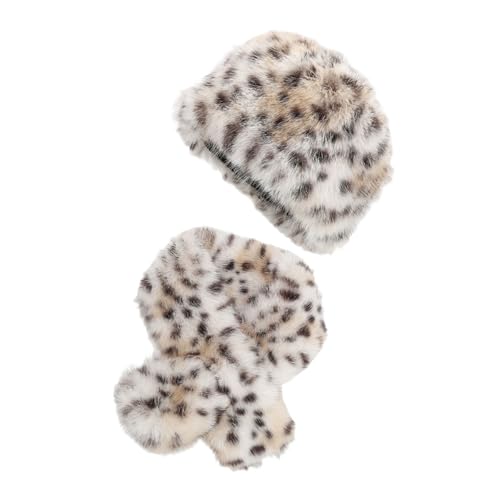 Leopards Print Hat,Leopards Print Hat Set Warm Plush Hat Casual Outdoor Hat Portable Winter Hat for Women and Teens