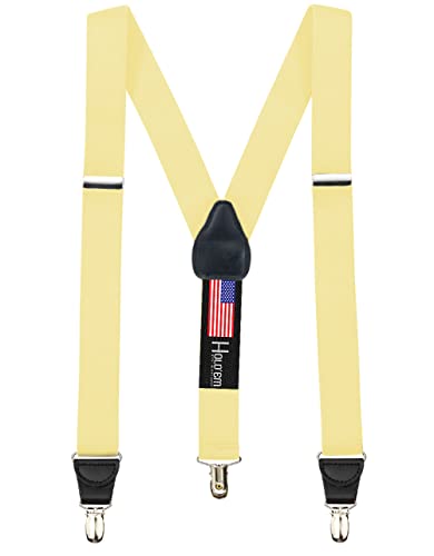 Image of HOLD'EM Suspender for Men Made in USA Y-Back Leather Crosspatch Clip on tuxedo suspenders
