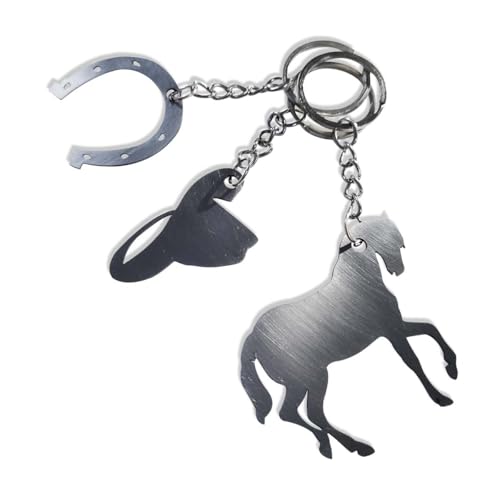 Kit 3 Chaveiros Country Boiadeiro em Inox | Cavalo Ferradura Chapéu Cowboy | Lembrancinha Festa Country Rodeio Sertanejo