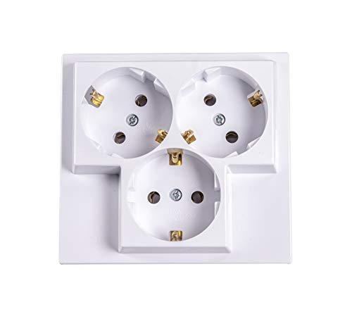 Protective contact socket 3-way flush-mounted white Schuko sockets IP 20 installation socket