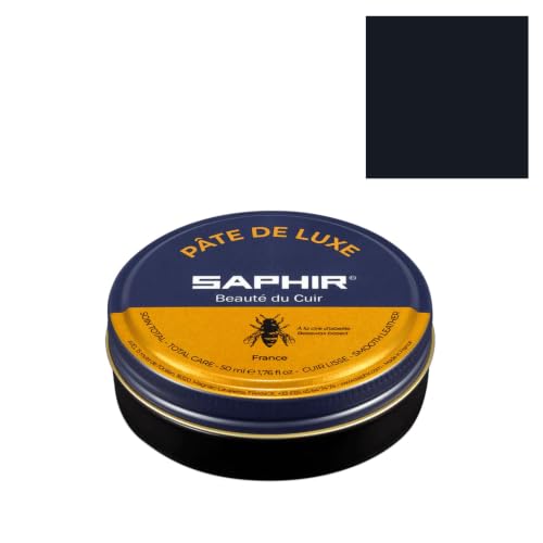 SAPHIR Beaut du Cuir Pate De Luxe - Natural Wax Shoe Polish for Leather Shining - 50ml - Navy blue