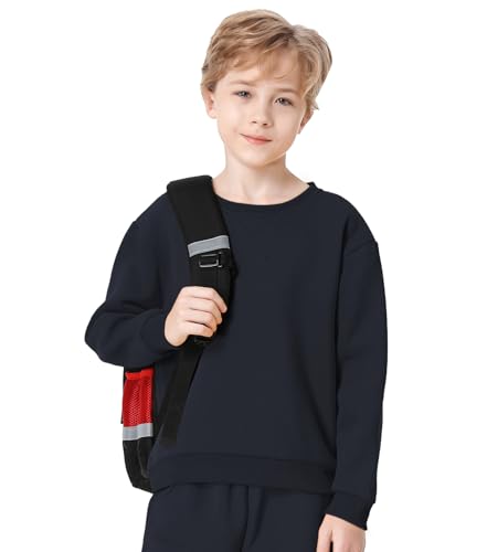 QBK Kids Fleece Casual Basic Crewneck Sweatshirt for Boys or Girls 3-14 Years3