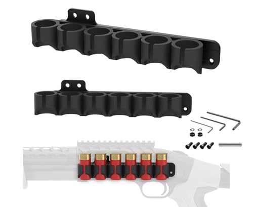 Gotical Receiver Mounted Shell Carrier Side Saddle 12 Gauge Shotgun Shell Holder for Mossberg 500/590/Shockwave/Maverick 88 Series Shot Gun Hold Up to six 12g Shotgun Shells