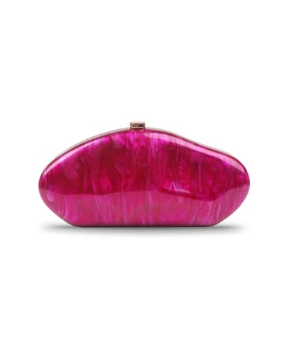 Image of Acrylic Silver Evening Clutch Purse for Women, Wedding Guest Clutch Metal Chain Shoulder Crossbody Bag