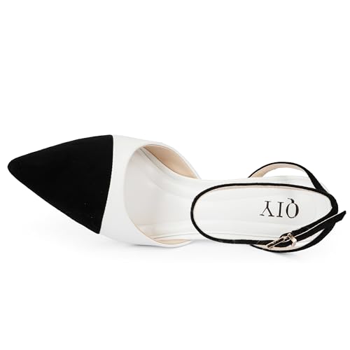 Image of QIY Closed Toe Heels for Women Pumps High Heel Strappy Sandals | Pointed Toe Slingback Women Heels with Ankle Strap, Stilettos Wedding & Bridal Formal Dress Shoes for Evening Party, Prom