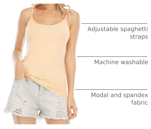Image of Orrpally Basic Cami Tank Tops Women Lightweight Camisole Stretch Tank Top Adjustable 4-Pack