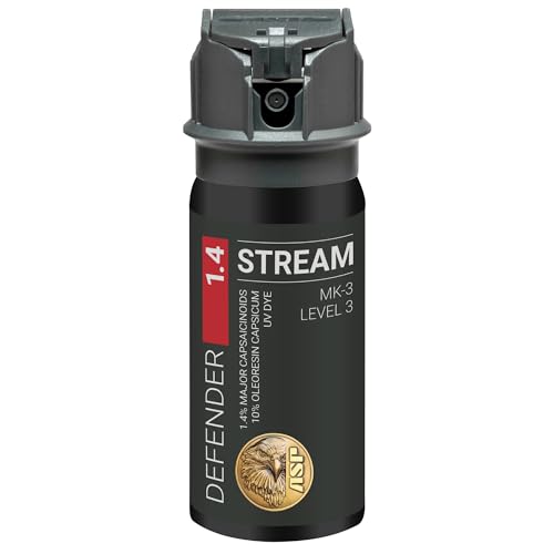 ASP Defender LE Pepper Spray Stream, Self-Defense OC for Law Enforcement Professionals, Professional Grade Personal Defense Equipment, Personal Protection Device, 15-Foot Range, 1.5 oz.