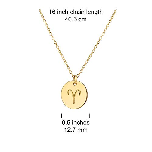 Gold Aries Zodiac Necklace, 16 Inches - Handmade 14K Gold Fill Jewelry - March, April Birthday Gift For Her, Woman, Girl, Friend, Teen, Daughter, Wife, Mother #TOP4
