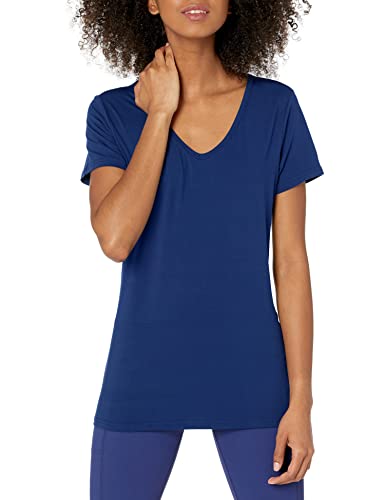 Image of Amazon Essentials Women's Active Quick Dry Tech Stretch Short-Sleeve V-Neck T-Shirt (Available in Plus Size), Pack of 2