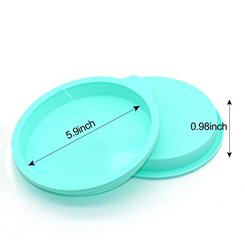 Set of 4 Silicone Cake Pan 6 inch Round Rainbow Cake Baking Molds Layer Cake Pan for Jumbo Pie Cake Vegetable Pancakes Pizza Crust, light green
