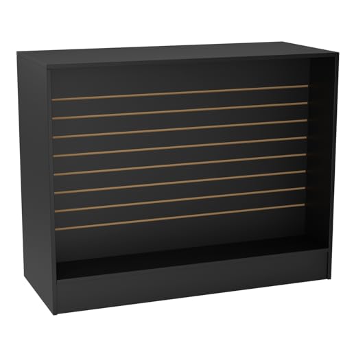 48" W * 20" D * 38" H - Black Retail Counter, Wood Retail Cashier Counter, Cashier Counter with Slatwall