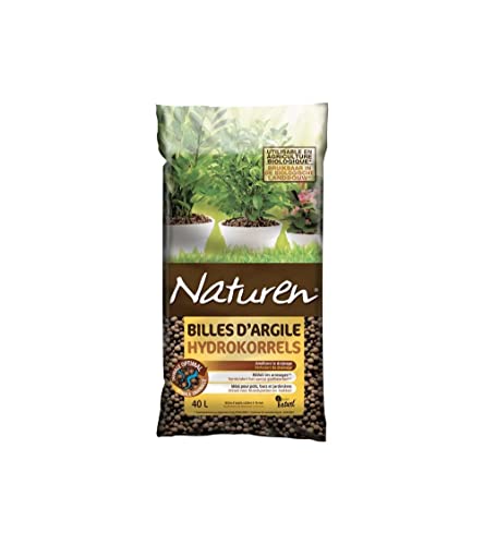 NATUREN FERTILIGENE NATGIL - Bolas de Arcilla UAB 40 L - Mejora el Drenaje - Reduce el riego - Protege Las raíces del Gel - Ideal para macetas, contenedores y jardineras - Bolas de Calibre 4-16 mm