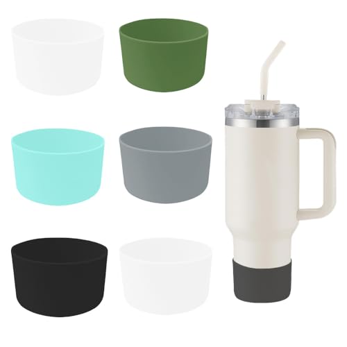 CZAKOMIX 6 Piezas Funda de Silicona para Vaso Stanley, Funda de Silicona para Botella de Agua, Funda de Fondo para Botella de Viaje en Coche, para botella (6 colores)