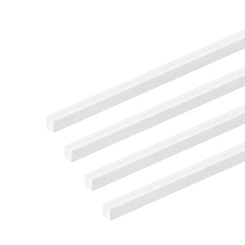 Image of uxcell 4 pcs ABS Plastic Square Bars Rod 4mmx4mmx20 inch ABS Plastic Square Bar Rod for Architectural Model Making DIY White