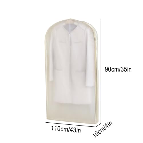 Translucent Garment Bags for Hanging Clothes, Clothes Covers with Side Zipper for Closet Storage, Dress, Fur, Shirt, 5 Pack(Yellow,110 * 60 * 10cm/43 * 24 * 4in)2