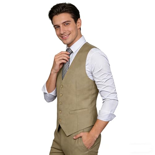 Image of Alizeal Mens Classic Solid Suit Vest Regular Fit Tuxedo Waistcoat | Classic for Wedding Business Daily Wear Wedding