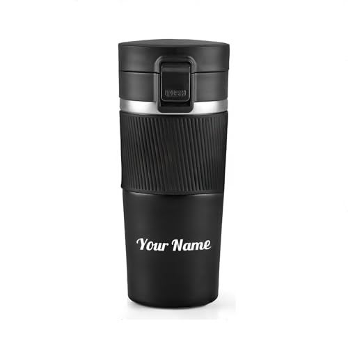 Image of CORPORATE PORIUM Name Customised Stainless Steel Coffee Mug 500ml | Double Wall Grip Coffee Mug Steel from Inside | Hot & Cold for 4 Hours | Office Coffee Cups