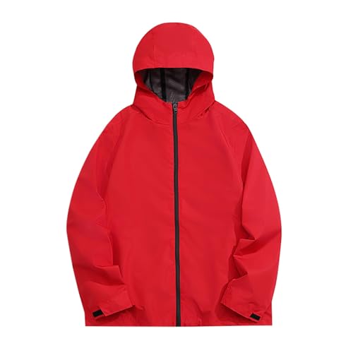 Chaqueta Hombre Chaqueta Hombre Impermeable Cortavientos con Capucha Color SóLido Sencillo Capucha con Cremallera Los PuñOs Son Ajustables en TamañO Montañismo