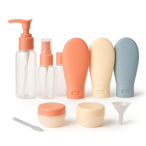 Kit de Viagem 11 Frascos Recarregaveis Para Shampoo Condicionador Sabonete Creme Alcool em...