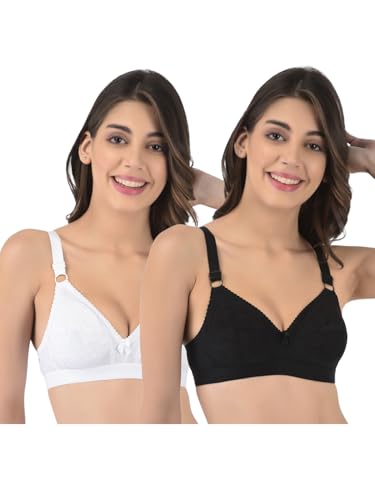 Image of Softline Women's 100% Cotton Wire-Free Non-Padded B-Cup Bra Combo | Full Coverage, Breathable & Skin-Friendly for All-Day Comfort | Supportive Fit for Daily & Casual Wear | Pack of 2