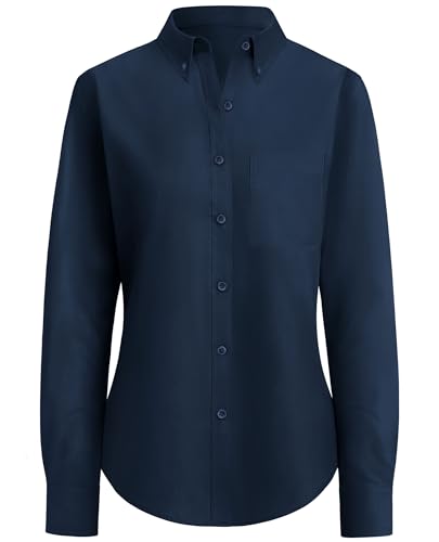 Image of siliteelon Button Down Shirts for Women Oxford Shirt Long Sleeve Classic Wrinkle Free Business Dress Shirts Work Office