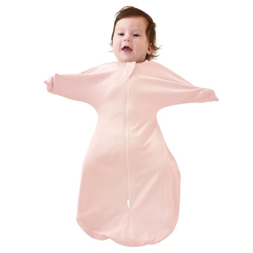 Image of ZIGJOY Swaddle Sleep Sack 6-12 Months, 1.0 Tog Cotton Baby Swaddle Blanket | 100% Cotton - Soft & Breathable & Non-shrink, 2-way Zipper for Easy Diaper Changes, Long Sleeves Allow Self-soothing