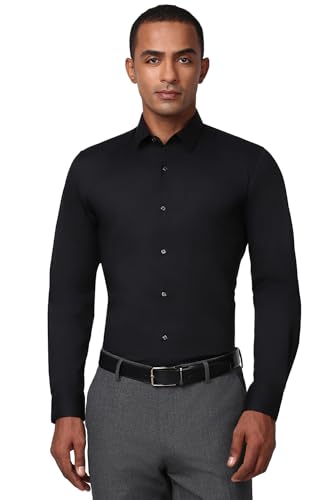 Image of Peter England Men Polycotton Slim Fit Full Sleeve Stretchable Solid Formal Shirt | Lycra Comfort
