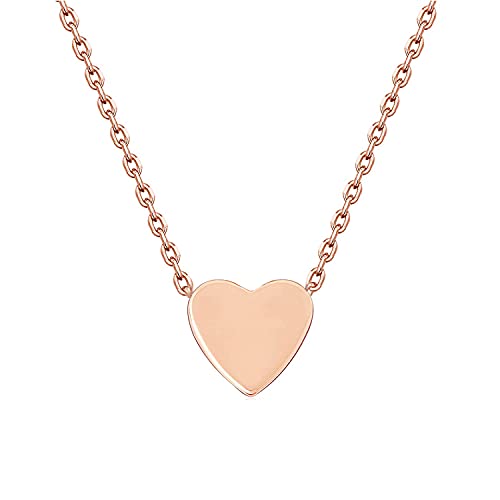 LEGITTA Damen Kette mit Herz Anhänger in Rosegold Minimalist Design Titanschmuck Feine Titan Halskette Schmuck für Frauen Mädchen Cover