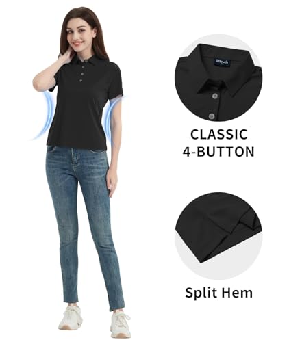 Idtswch Women's Polo Shirts UPF 50+ Casual Work Quick Dry 4 Buttons Short Sleeve Collared Golf Shirt XS-4XL4
