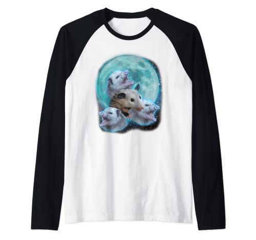 Opossum Howling At The Moon Funny Sarcastic Humor Meme Raglan Baseball Tee