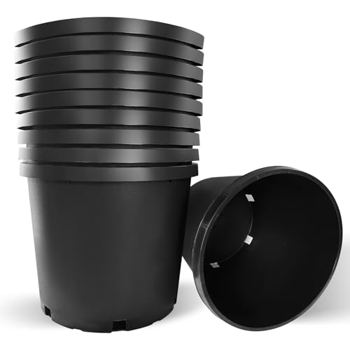 Fsehyue 15 Gallon Nursery Pots Plastic Container Injection Molded Pot for Plants Flexible with Drainage Holes Suitable for Plants Soil Growers or Hydroponics Black 10 Pcs