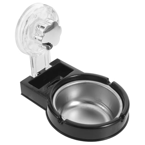 Cabilock Cenicero de Baño Negro con Ventosa Resistente a Altas Temperaturas y Diseño Moderno para Pared, Adecuado para Cocina y Baño, Material Plástico y Metal
