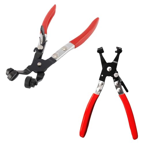 2 Pcs Hose Clamp Pliers Set45 Angle Flat Belt Hose Clamp Plier and Wide & Flat band Hose Clamp Plier for Automotive Fuel Oil Water Hose Coolant Radiator Heater (2 Pcs Hose Clamp Pliers Set)