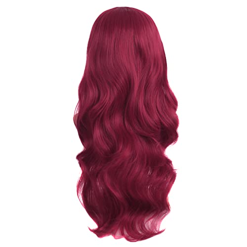 Image of MapofBeauty 24 Inch Long Wavy Side Bangs Party Anime Cosplay Wig, Red | 60 cm Synthetic Fiber Wig, Women, Charming