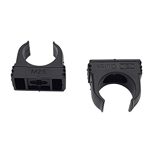 30 x OBO Bettermann M25 Quick Clamps, Clamps, Pipe Clamps, Stackable, Deep Black, 25 mm, Pack of 30 - Image 3