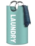 Cesto de Ropa Grande con Asa - Cesto de lavadero Plegable Portátil, Azul claro