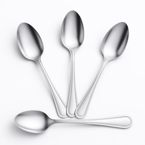 Stainless Steel Tablespoons Set of 4 | Soup, Serving, Table Spoons, Dishwasher Safe, Durable, Mirror Finish, Rust Resistant - Ideal for Home, Restaurants, Parties, Café