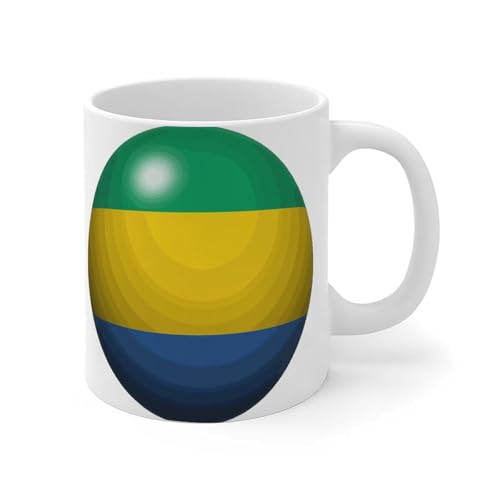 Wodevor Mug Gabon 325 ml avec drapeau de la ville souvenir international mignon tasse à café thé cadeau d'anniversaire pour parents maman papa céramique blanc
