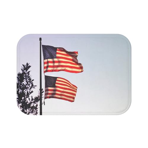 Fabulous Tapis de Salle de Bain Drapeaux USA Flottant dans Le Vent Etats Unis - Dimensions: 60 x 40 cm
