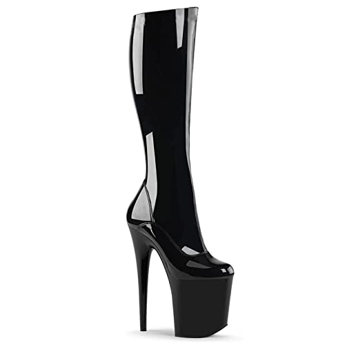 Talons hauts de 20cm avec cuissardes en cuir verni pour pôle danse