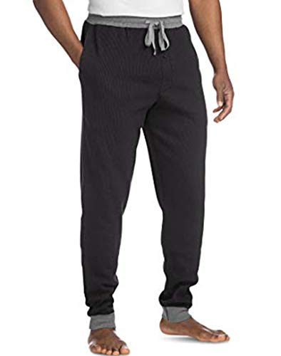 Hanes Men's Waffle Knit Jogger Pant, Black, Extra Large