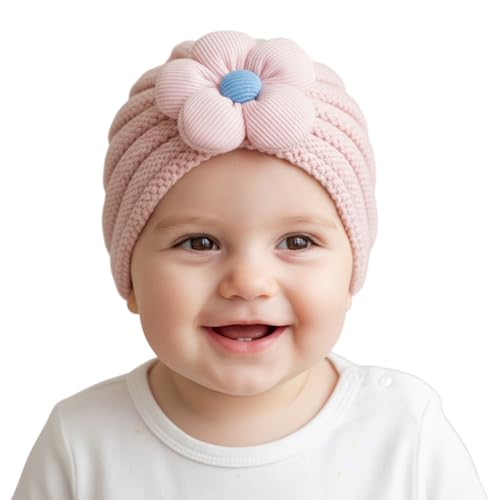 Image of SYGA Baby Cap Flower Wool Warm Knitted Streachable Hat Infant Toddler Baby Cap 0-3 Years