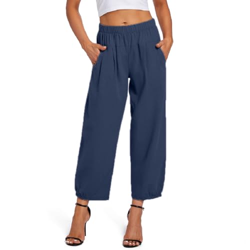 Womens Capri Yoga Pants Wide Leg Loose Comfy Lounge Cropped Capris with Pockets